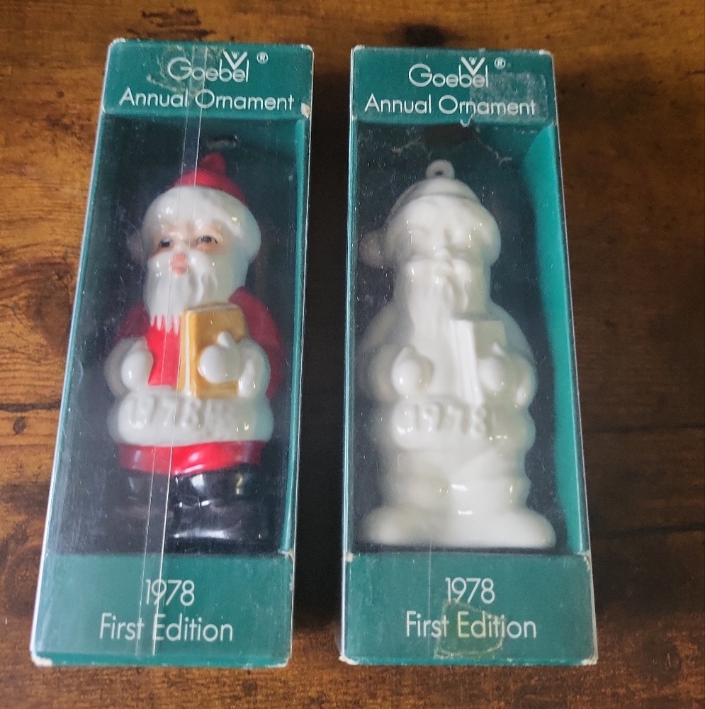 Vintage 1978 Goebel Santa Annual Ornaments – First Edition (Set of 2)
